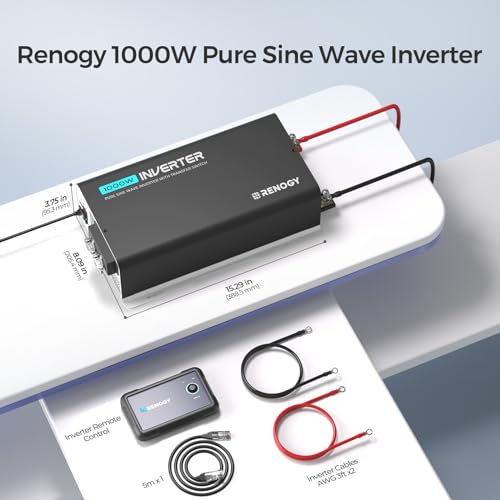 Renogy Inverter PUH, 3000W Pure Sine Wave Power Inverter with UPS Transfer Switch & Bluetooth, 12V DC to 120V AC Converter for RV, Truck, Home,Camping - 6000W Surge Power, Remote Monitoring