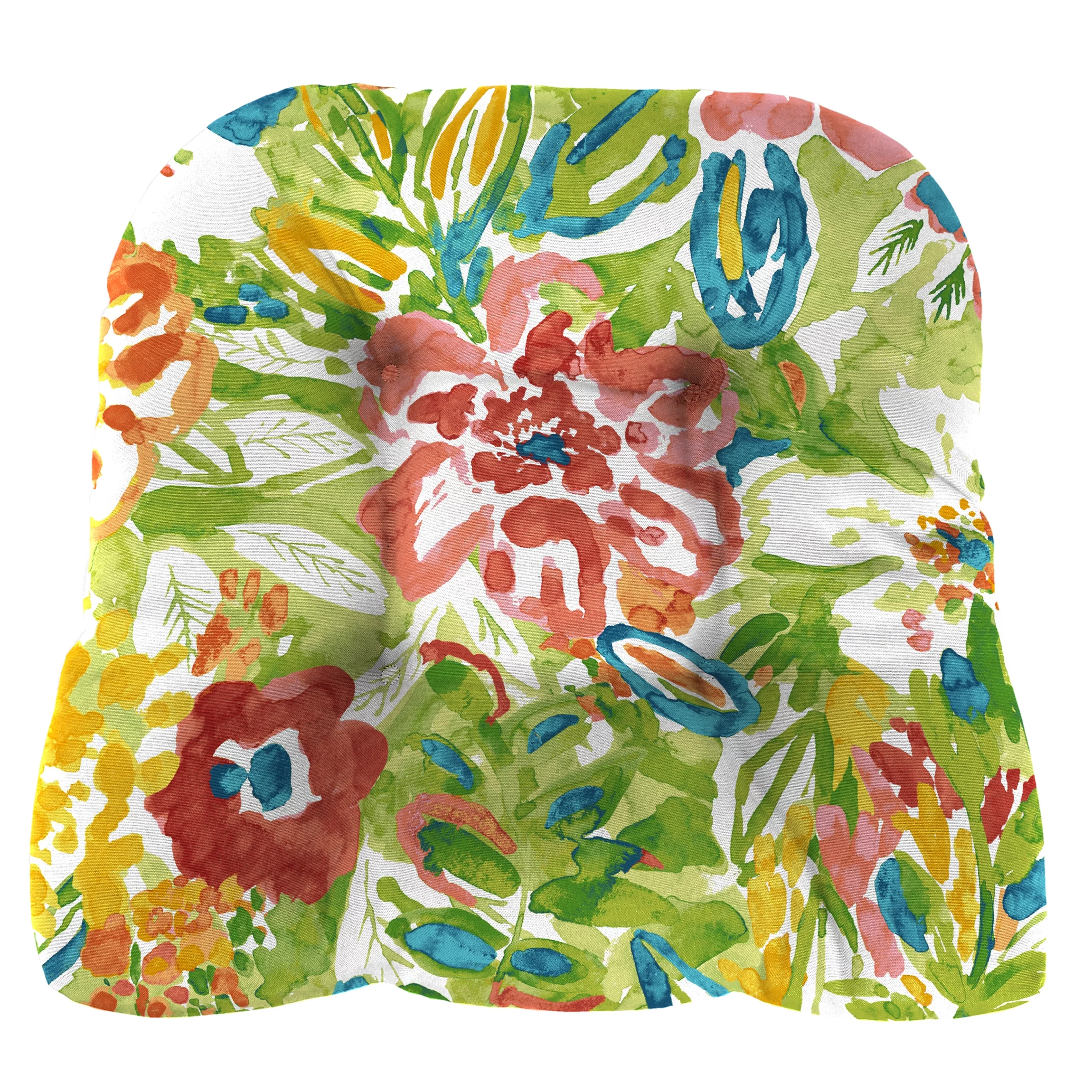 Jordan Manufacturing 3-Piece Sun River Garden Multicolor Floral Outdoor Cushion Set with 2 Wicker Chair Cushions and 1 Wicker Bench Cushion