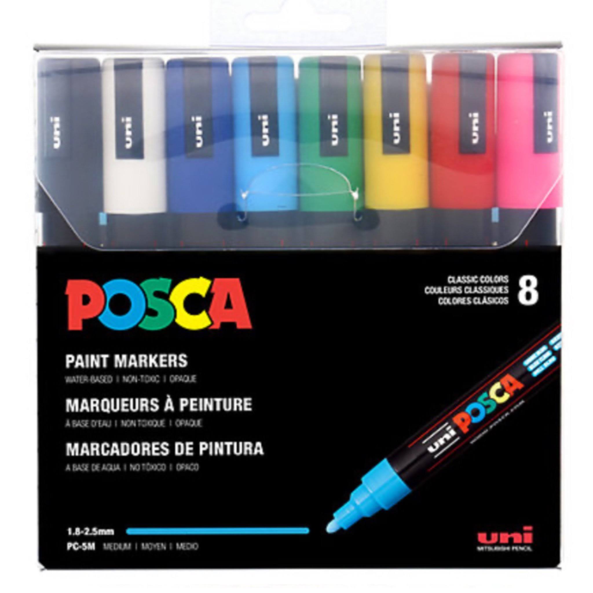 Posca 8-Color Paint Marker Set, PC-5M Medium