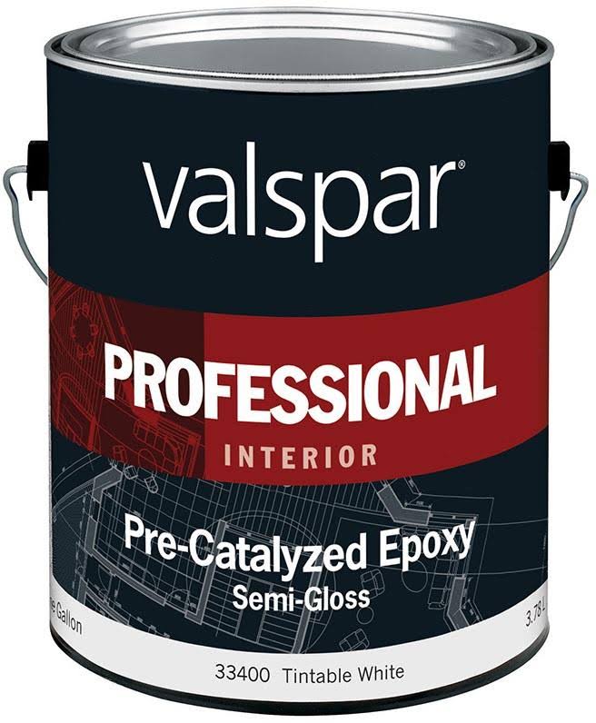 Valspar 33400 Pre Catalyzed Epoxy Interior Paint, Semi-Gloss, White, 1 Gal Can