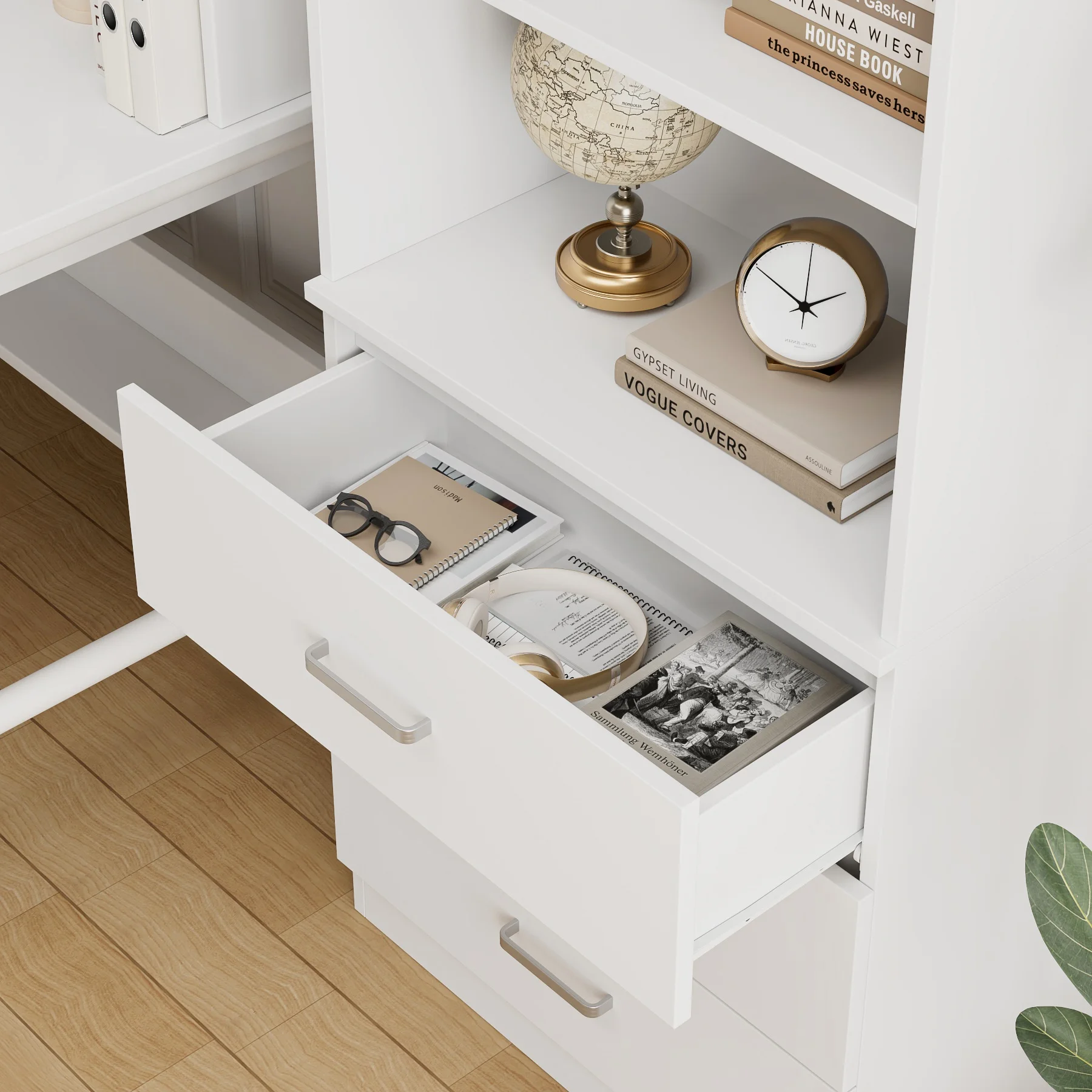 Homfa 71" Tall Bookcases with 3 Large Drawers, 3 Tier Wooden Storage Bookshelf for Living Room Home Office, White - Curated Treasures Market