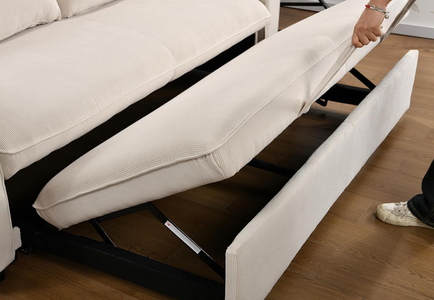 78" 3 in 1 Convertible Sleeper Sofa with Pull out Bed,Fabric Small Loveseat Couch w/Adjustable Reclining Backrest,Easy to Install,for Living Room,Apartment,Beige