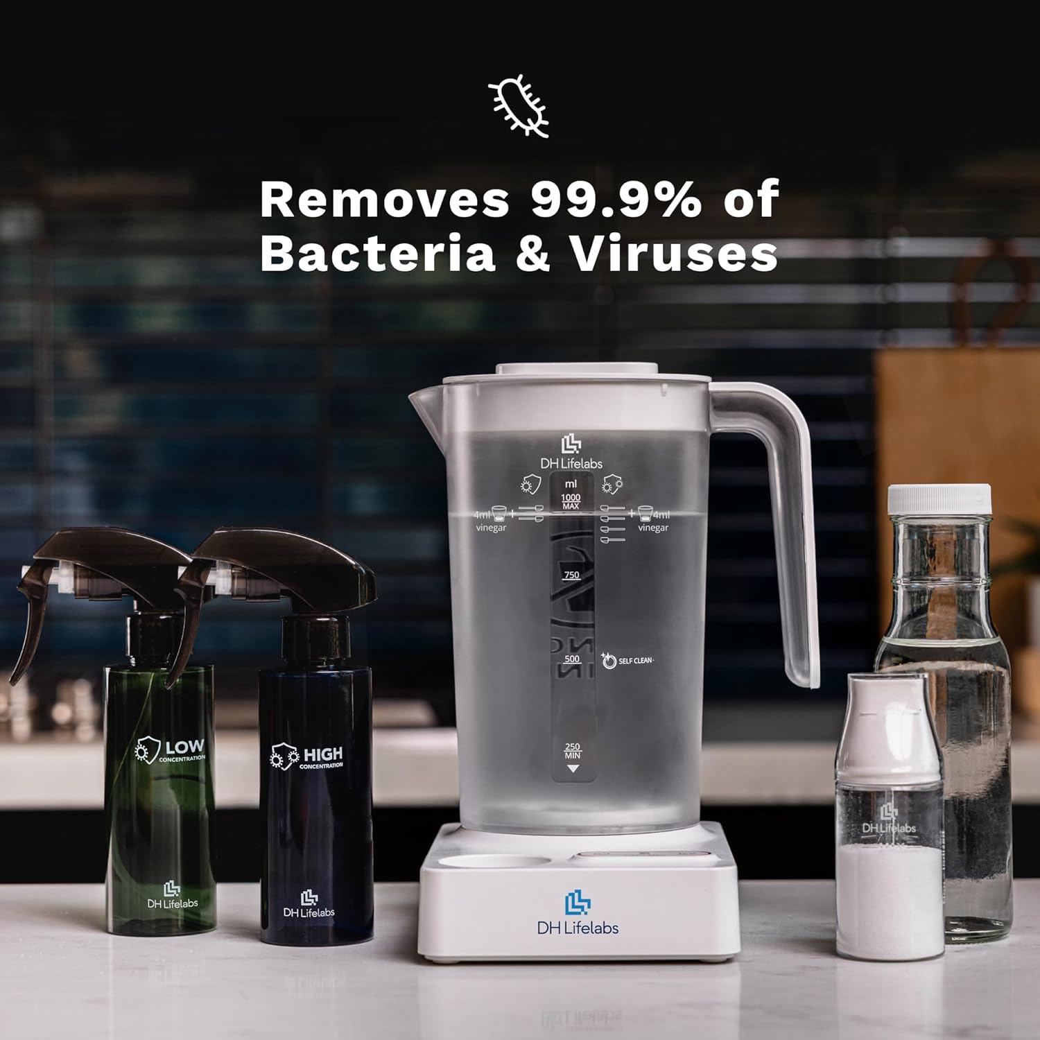 Mini Water Air Purifier for Home & Hypochlorous Acid Generator Combo, Cleaning Supplies & Disinfectant HOCL Generator, Air Purifier Odor Eliminator Smoke Pets Mildew for Home Large Room