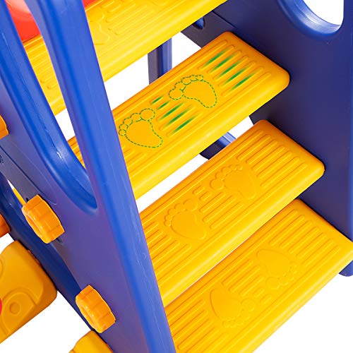 Costzon Toddler Long Slide Set, 3-in-1 Large Climber Playset w/Basketball Hoop, Stairs, Thickened Panel, Playground Swing for Indoor Outdoor Backyard 3-10 Gifts Presents