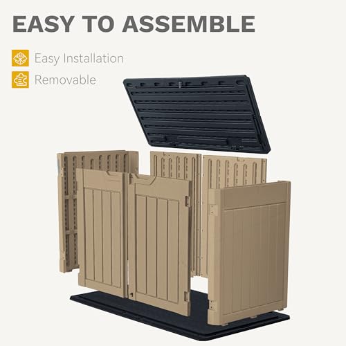 DWVO Outdoor Weather-Resistant Horizontal Storage Shed, 35 Cu Ft Capacity, Lockable and Waterproof, Suitable for Storing Garden Tools, Light Gray