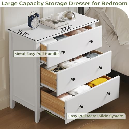 Hasuit White Dresser for Bedroom, 55.3'' Long Dresser Chest of Drawers, Large Capacity 6 Drawer Double Dresser, Solid Wood Storage Cabinet for Living Room, Hallway