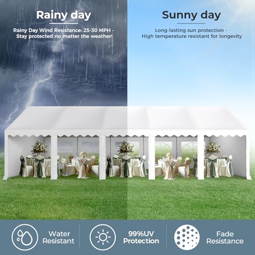 GREEN PARTY 20x40FT Party Tent Heavy Duty, Large Wedding Event Shelters with 7 Carry Bags & Removable Sidewalls, Outdoor Canopy Gazebo Commercial Tents for Parties Carport Camping Garden Patio