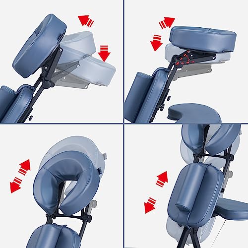 Master Massage Professional Lightweight Portable Massage Chair-Folding Foldable Aluminum Adjustable Tattoo Chair with Wheeled Carrying Case, Aluminum (Blue)