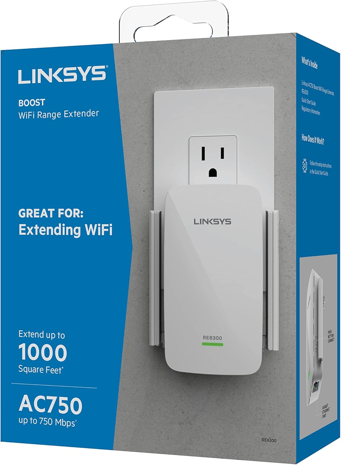 Linksys WiFi Extender, WiFi 5 Range Booster, Dual-Band Booster, 1,000 Sq. ft Coverage, Speeds up to (AC750) 750Mbps - RE6300 Pack of 2