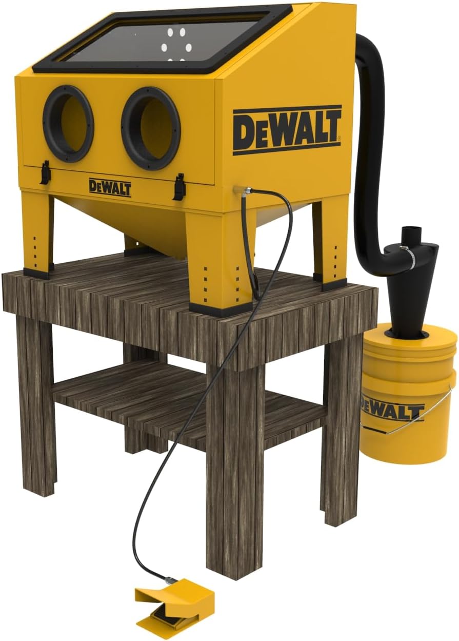 DEWALT Abrasive Blast Cabinet, Modular Standalone or Benchtop Sand Blasting Cabinet 20 CFM @ 90 PSI, Max Pressure 125 PSI (DXCM009-0370)