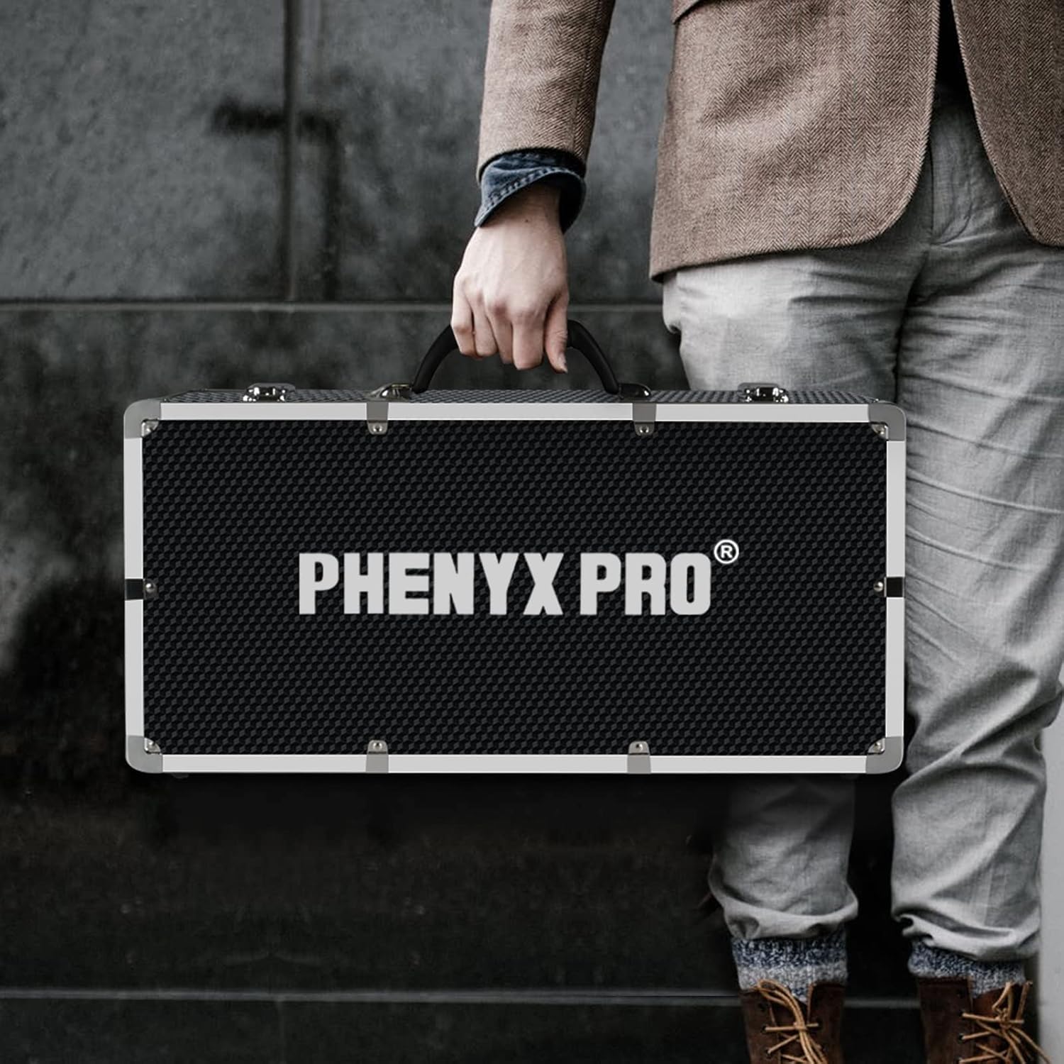 Phenyx Pro Large Size Carrying Case, Customizable Pre-Diced Foam, Aluminum Alloy Sturdy Build, Ideal for Wireless Mic System Storage & Camera Gear Transportation Pack of 2