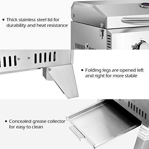 Giantex Propane Gas Grill with Main Burners, Stainless Steel Heavy-Duty BBQ Grill for Backyard Party Outdoor Cooking