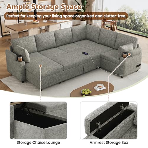 Oversized U-Shaped Sectional Sofa Couch Plush Corduroy Upholstered Modular Deep Seat Sofa&Couch Sectional W/Right Facing Chaise Lounge and 7 Toss Pillows for Home Apartment Living Room Furniture Sets