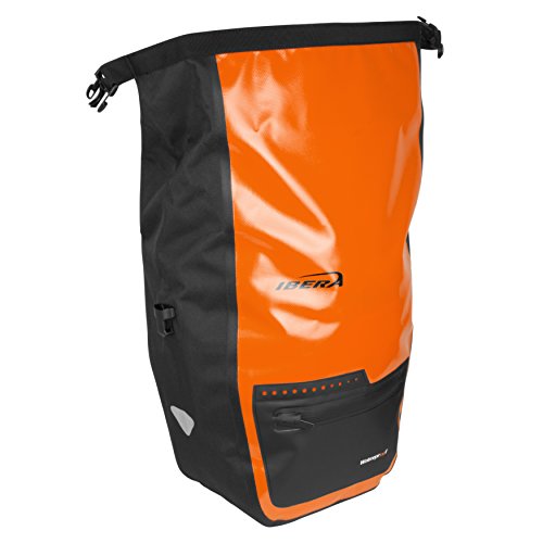 Ibera Bike Bag Panniers For Bicycles 30L (Pair) Waterproof -Bike Panniers PakRak Clip-On Quick-Release - Bike Saddle Bags For Rear Rack with Rain Cover - Pannier Fits Most Bicycle Racks (Black)