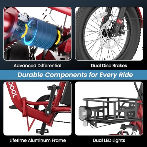 MOONCOOL Electric Tricycle for Adults, 500W/750W 48V 20" Folding Electric Trike Peak Power 1100W, 3 Wheels Electric Bicycle, Aluminum Frame Electric Tricycle with Large Basket and Removable Battery
