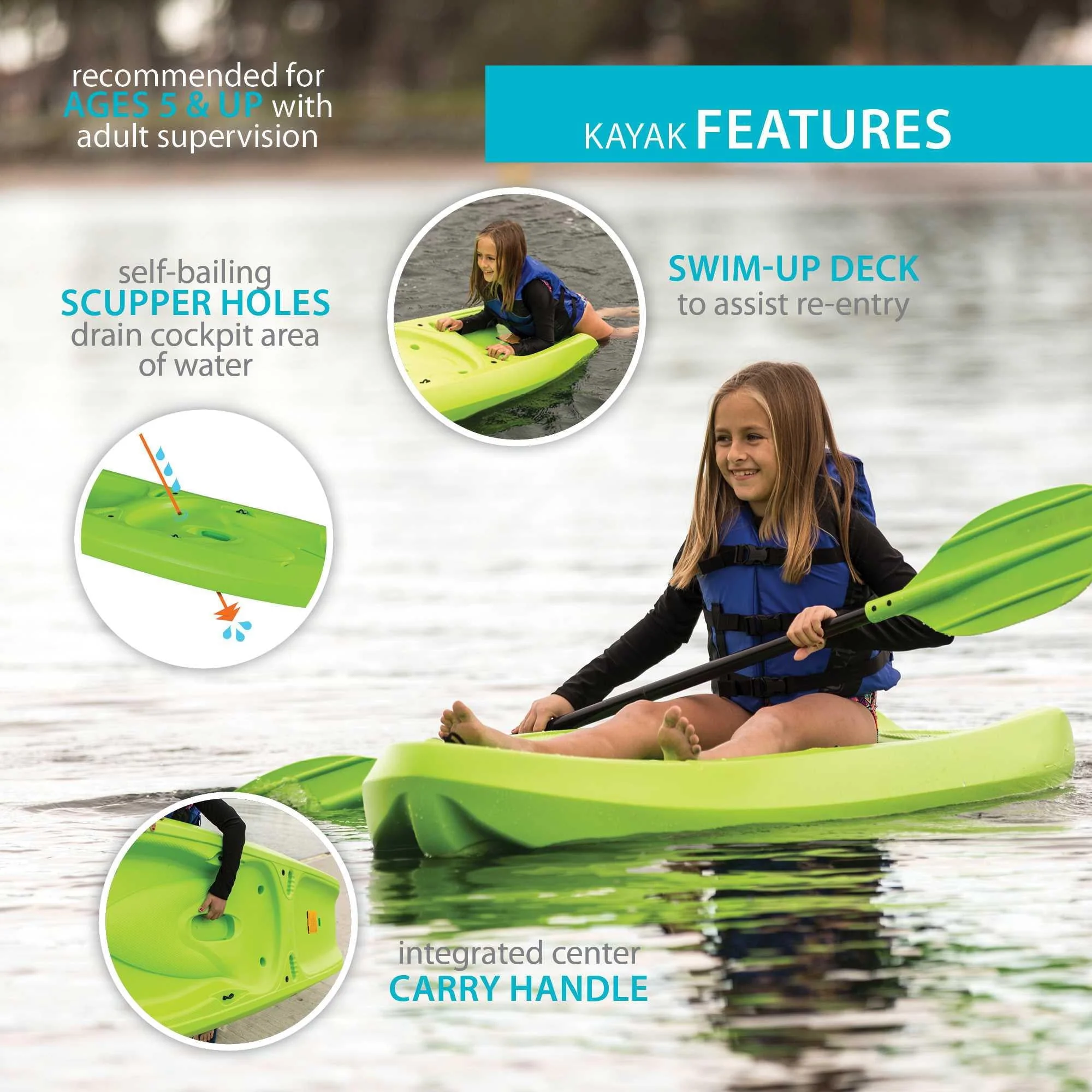 Lifetime Recruit 66 Youth Kayak - Dragonfly Blue - 90746
