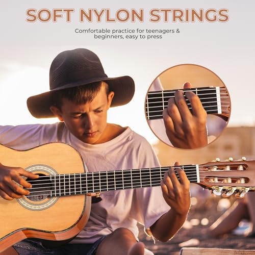 Classical Guitar Full Size 4/4 Spanish Style Classical Guitarra, 39 Inch Nylon Strings Guitar Ideal for Beginner Adults, Solid Cedar Top, by Vangoa