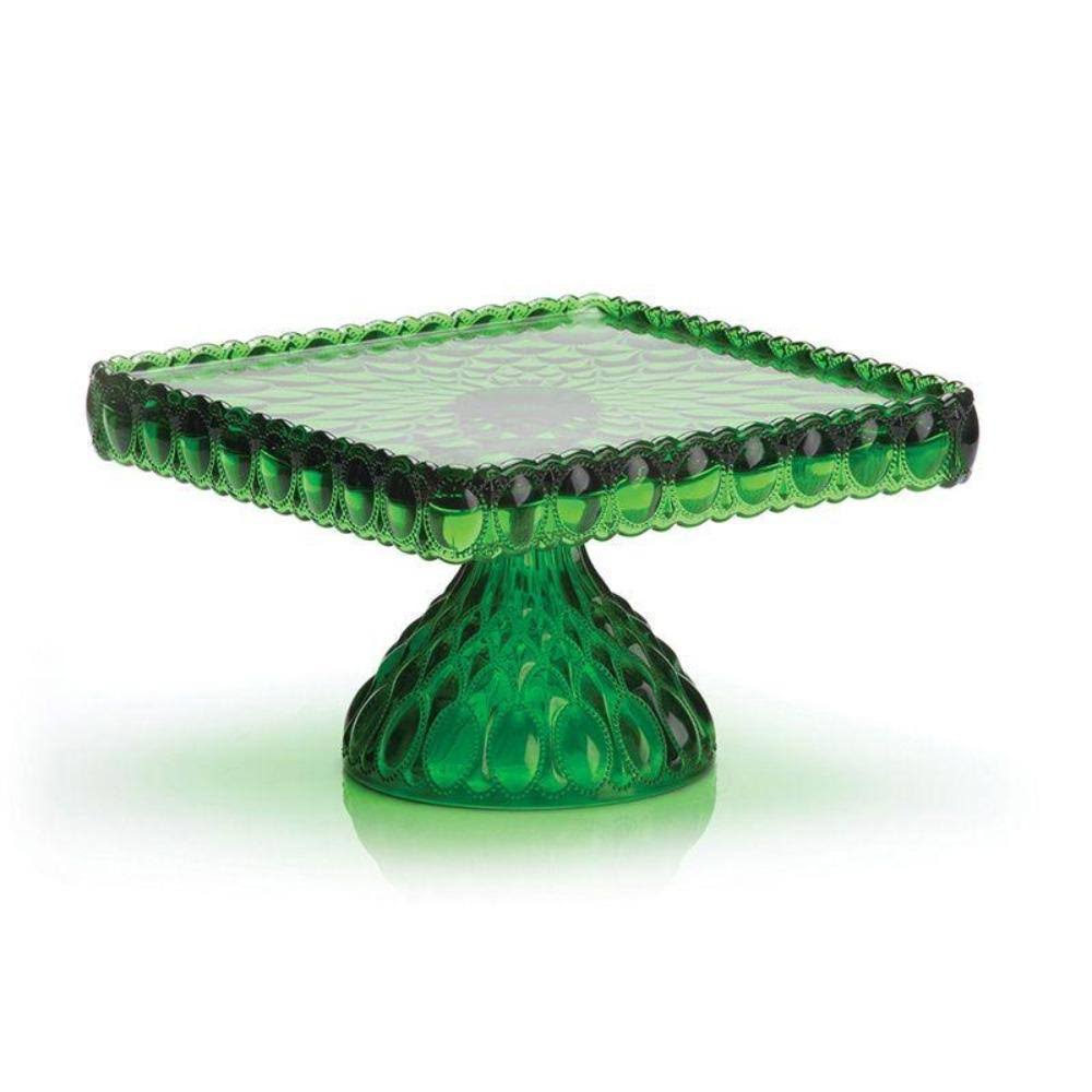 Mosser Glass Elizabeth 10x22 Square Cake Plate Hunter Green