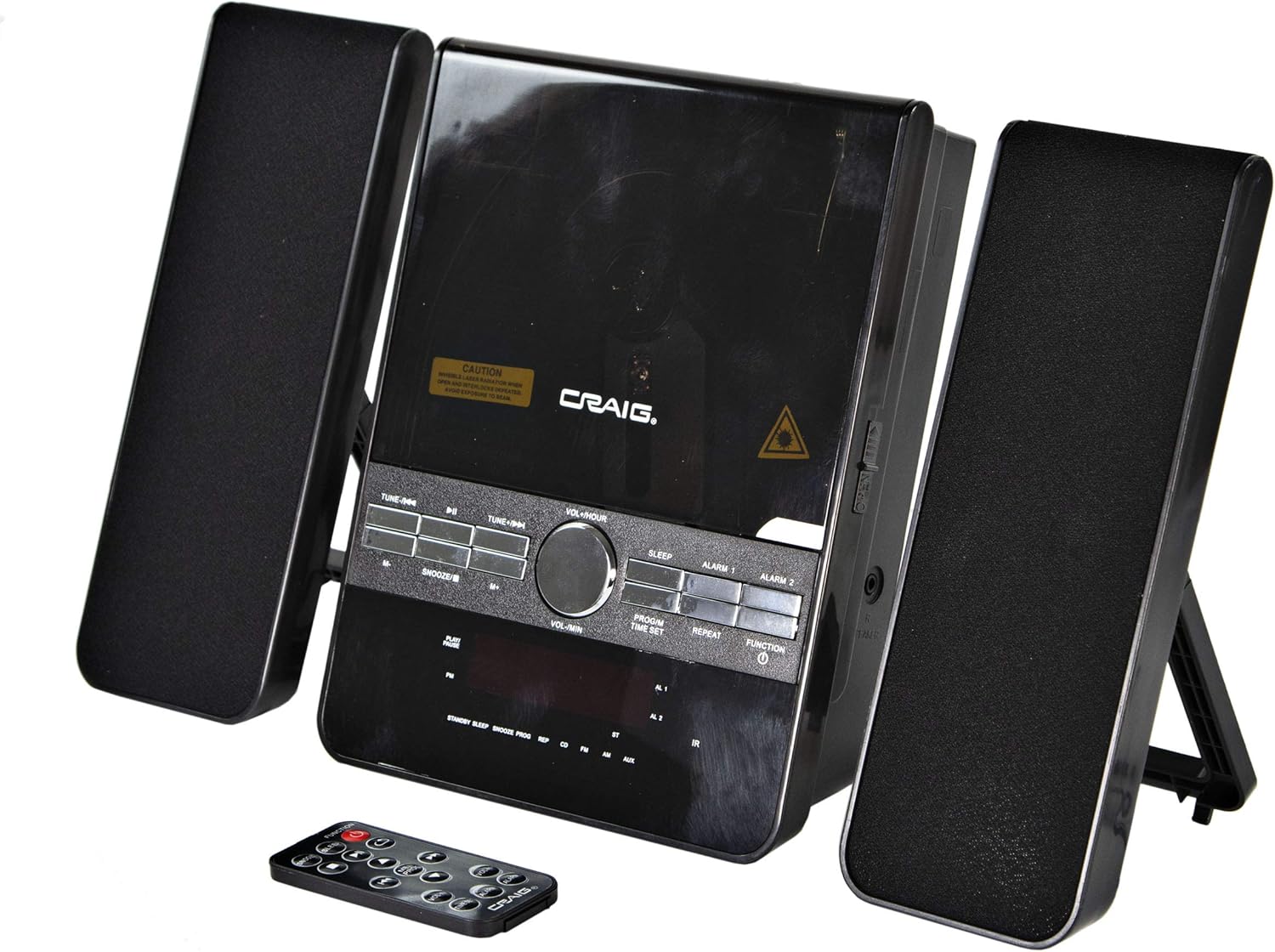 Craig Electronics CM427BT-BK Mini 3-Piece CD Shelf Stereo System with AM/FM Radio and Bluetooth Pack of 2