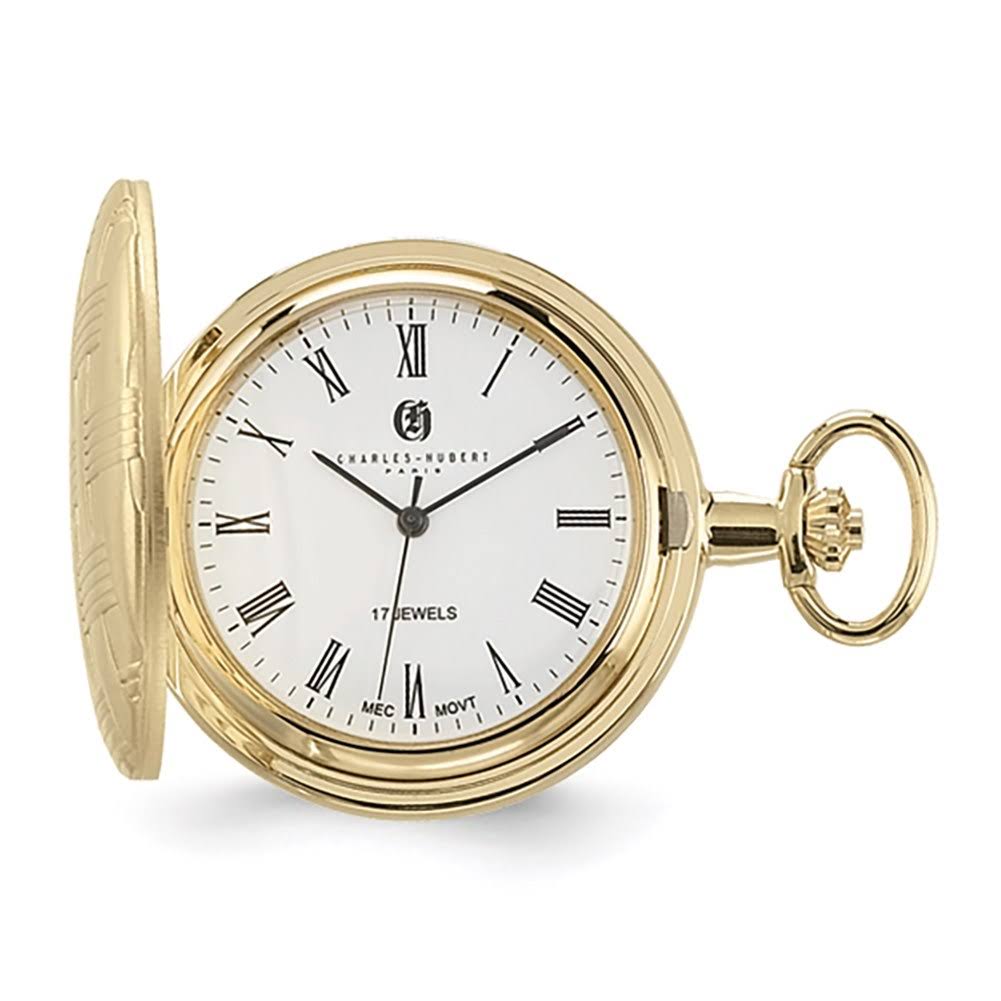 Charles Hubert 3841-GR Gold-Plated Mechanical Pocket Watch