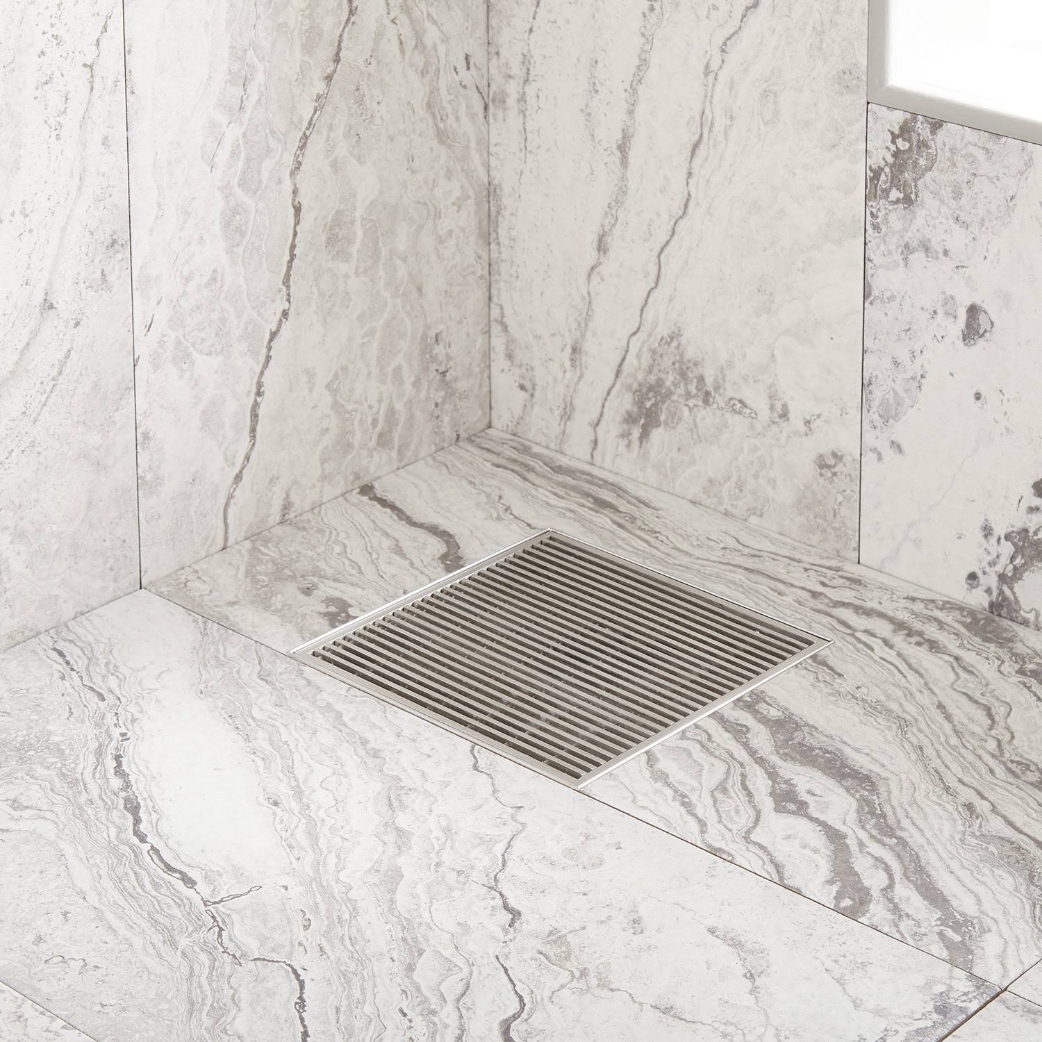 8x22 Carmen Square Shower Drain - Brushed Stainless Steel | Signature Hardware 415599