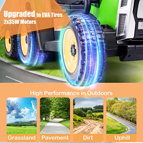 Kids Ride on Tractor with Remote Control, 12V Battery Powered Electric Tractor for Kids Bluetooth Music/USB, 3-Gear-Shift, Safety Belt, 25W Dual Motors, 7-LED Lights