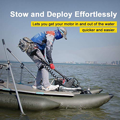 AQUOS Haswing White 12V 55LBS 48inch Bow Mount Trolling Motor with 2.4G Remote Control, Quick Release Bracket for Inflatable Boat Kayak Bass Boat Aluminum Boat Fishing, Freshwater/Saltwater Use