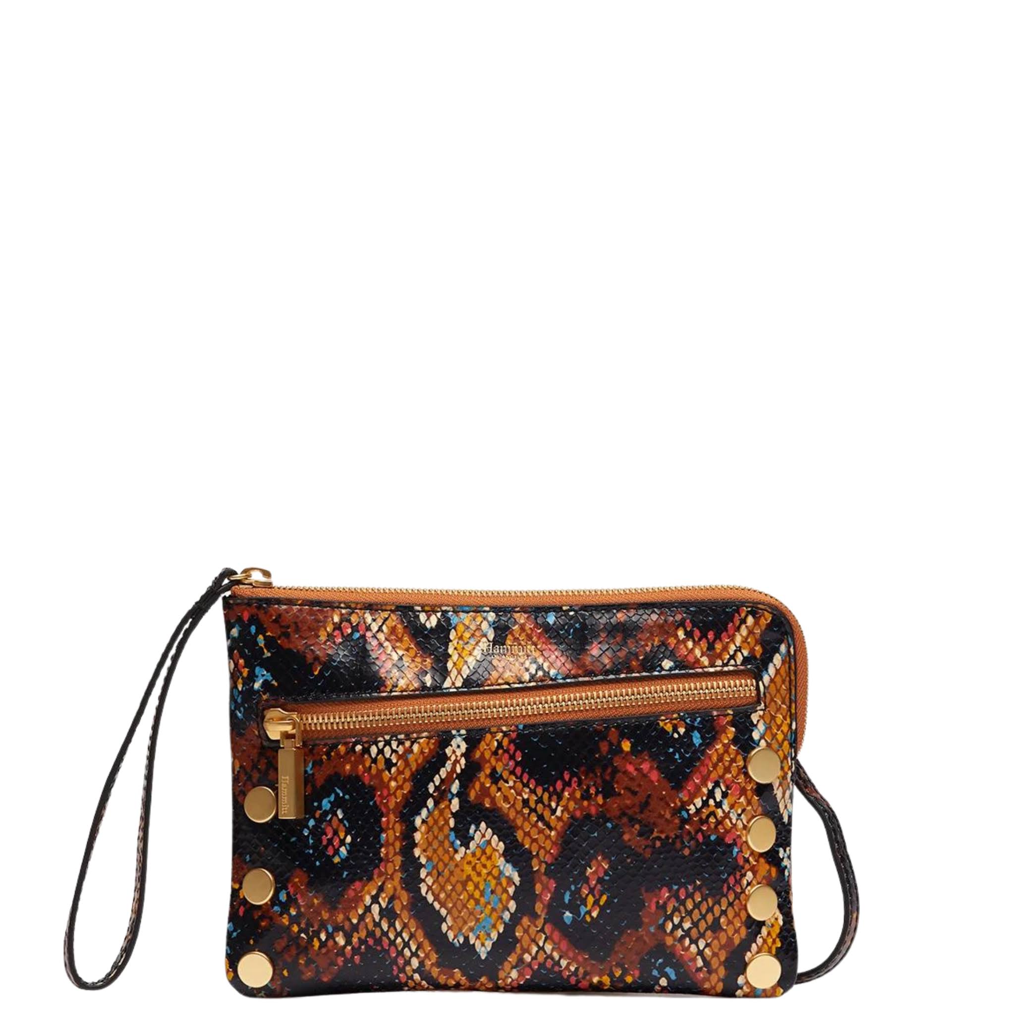 Hammitt Nash Botanical Snake Brushed Gold Small Clutch