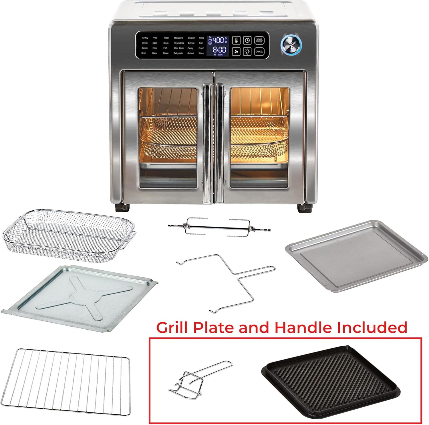 Emeril Lagasse 26 QT Extra Large Air Fryer, Convection Toaster Oven with French Doors & Dual Zone 360 Air Fryer Oven Combo with French Door, 25 QT Extra Large Family Size