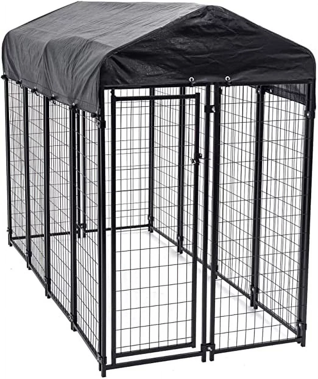 Lucky Dog 60548 8ft x 4ft x 6ft Uptown Welded Wire Outdoor Dog Kennel Playpen Crate with Heavy Duty UV-Resistant Waterproof Cover, Black