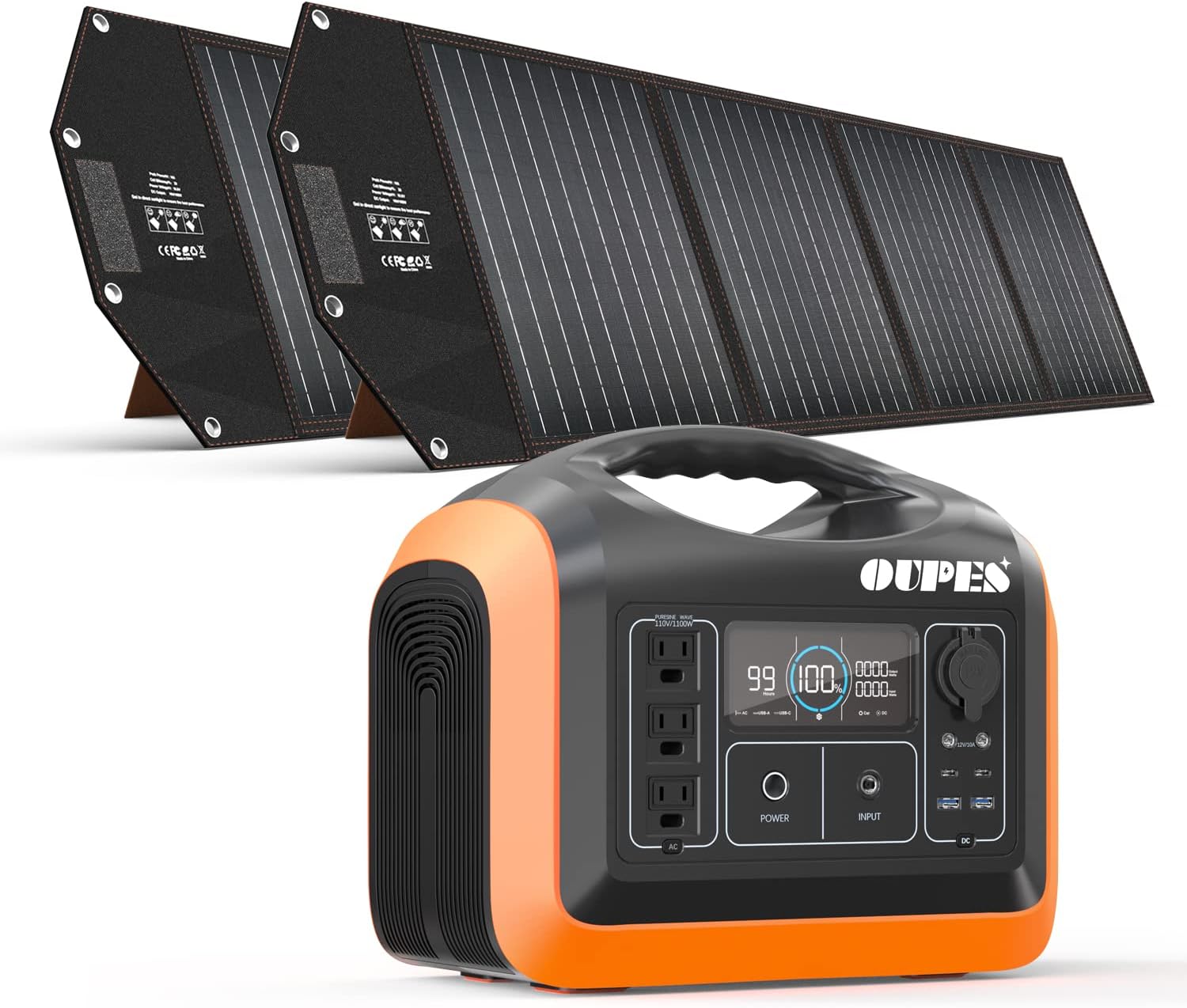 Portable Power Station 1100W, OUPES Solar Generator 992Wh��310,000mAh ) , LiFePO4 Battery Backup Solar Powered Generators Quick Charge Pure Sine Wave 110V AC Outlet Powerbank for Home Use Camping Outdoors Travel