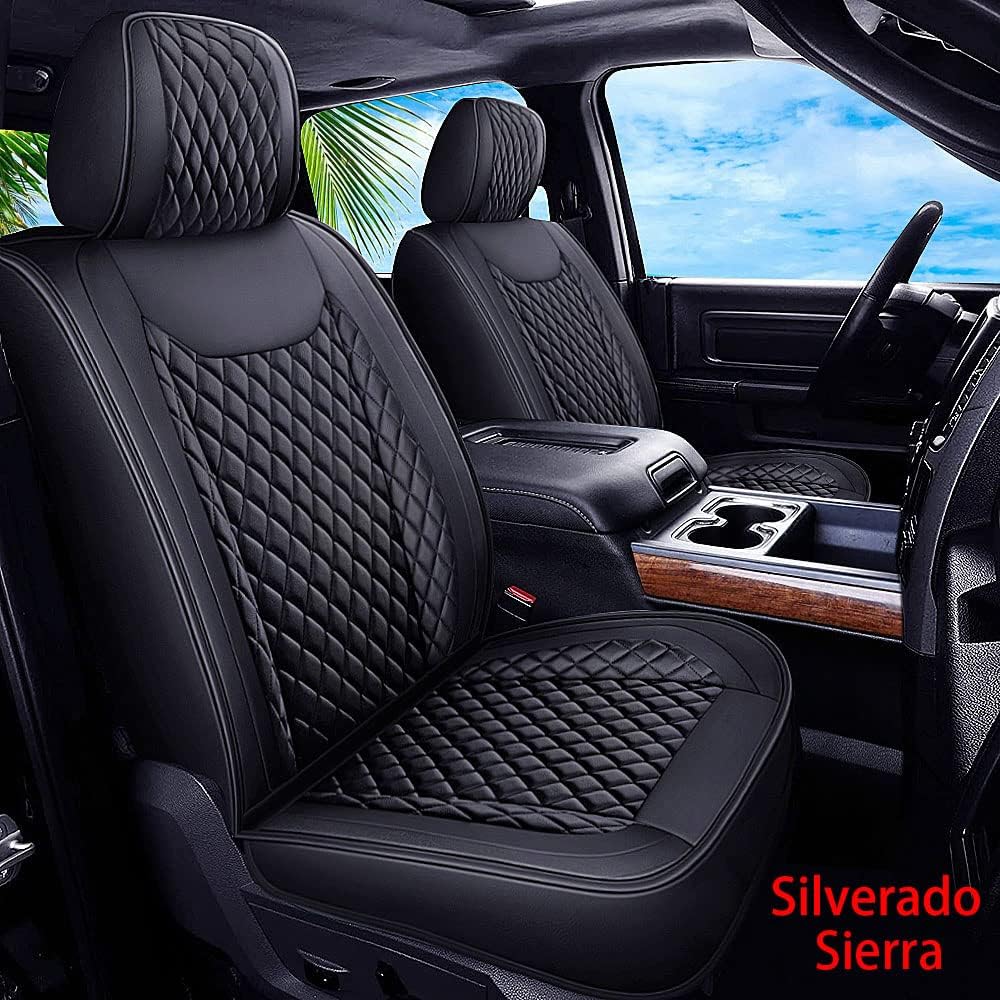 Aotiyer Seat Covers for Chevy Silverado GMC Sierra Pickup Seat Protectors Fits for 2007-2022 1500 2500HD 3500HD Crew Double Extended Cab