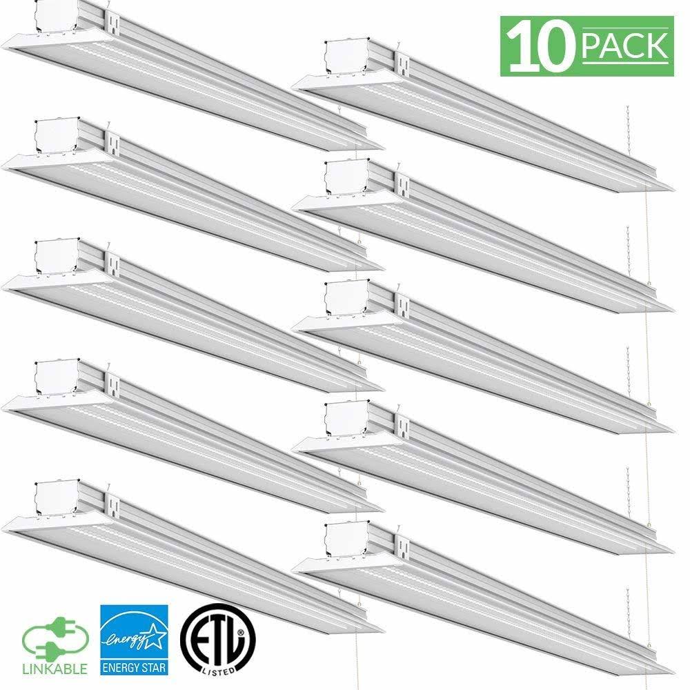 Sunco Lighting 10 Pack Flat Shop Light Utility Clear LED Fixture 40W 5000K, Daylight