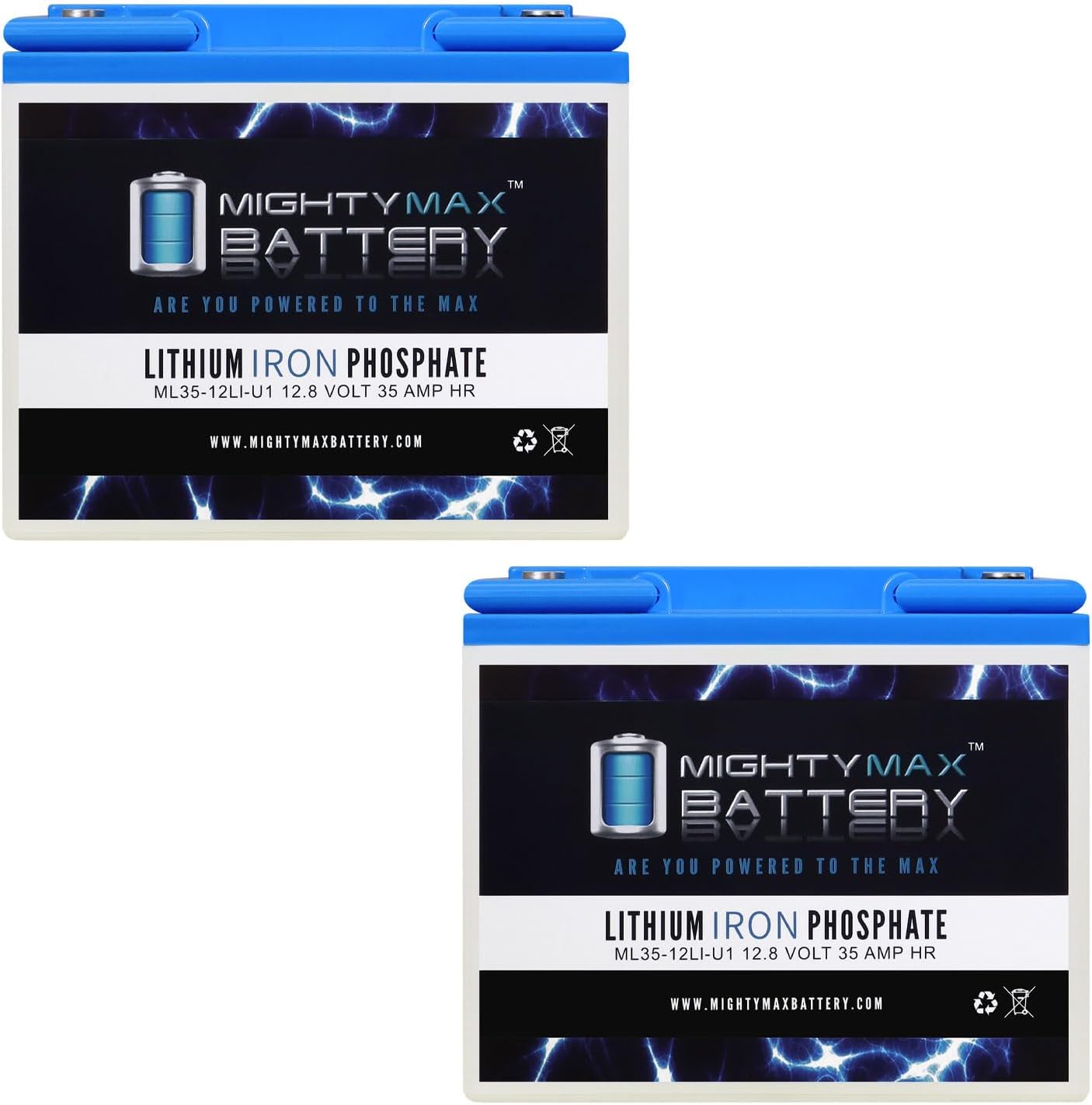 Mighty Max Battery 12V 35AH U1 Lithium Replacement Battery compatible with Wheelchair Scooter ES33-12 - 2 Pack