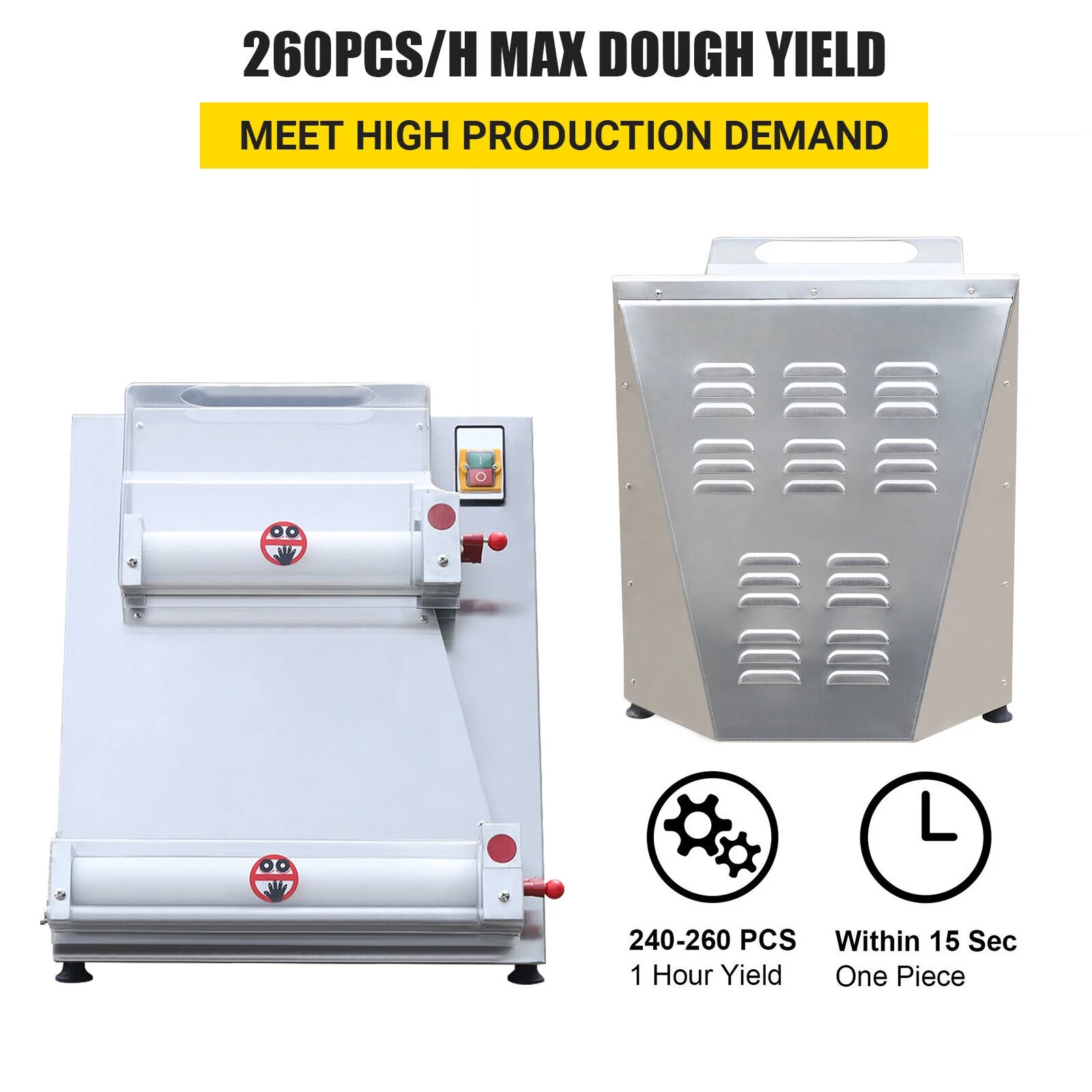 Fichiouy Pizza Press Machine 110V Automatic Pizza Dough Roller Sheeter Machine