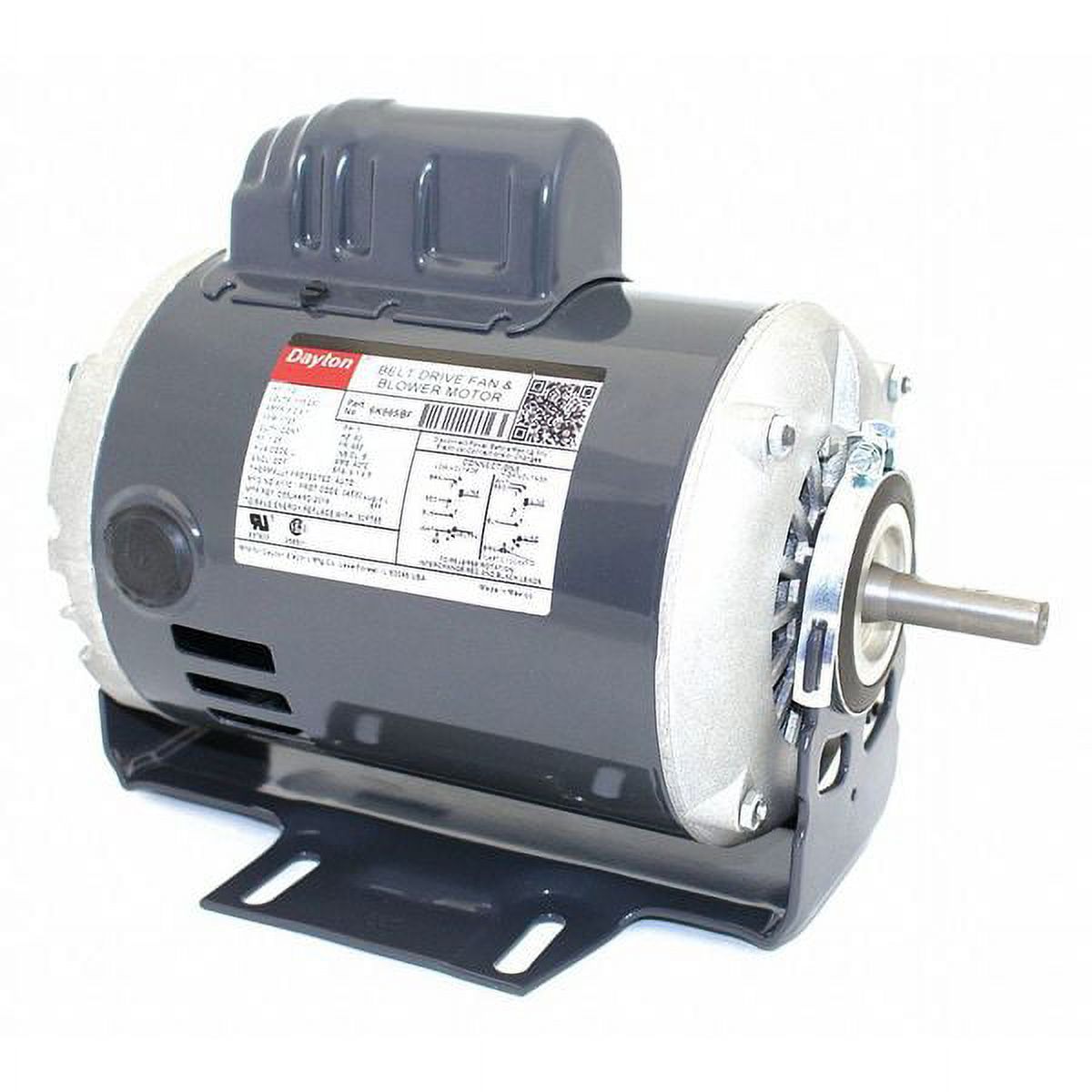 1 pc, Dayton Capacitor-Start Belt Drive Motor, 1/2 HP, 115/230V AC Voltage, 48Z Frame, 1,725 Nameplate RPM