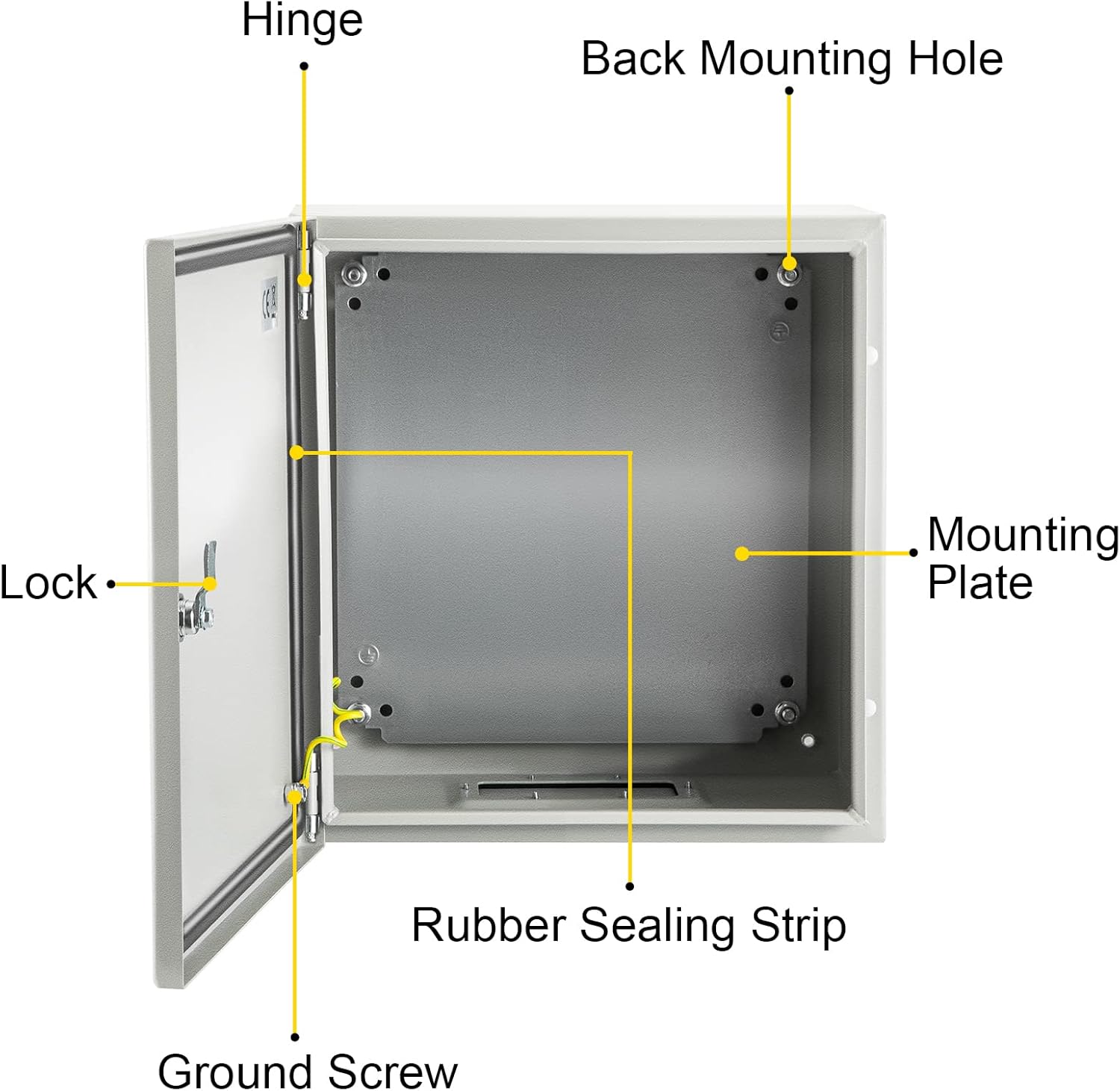 VEVOR NEMA Steel Enclosure, 12 x 10 x 6'' NEMA 4X Steel Electrical Box, IP66 Waterproof & Dustproof, Outdoor/Indoor Electrical Junction Box, with Mounting Plate