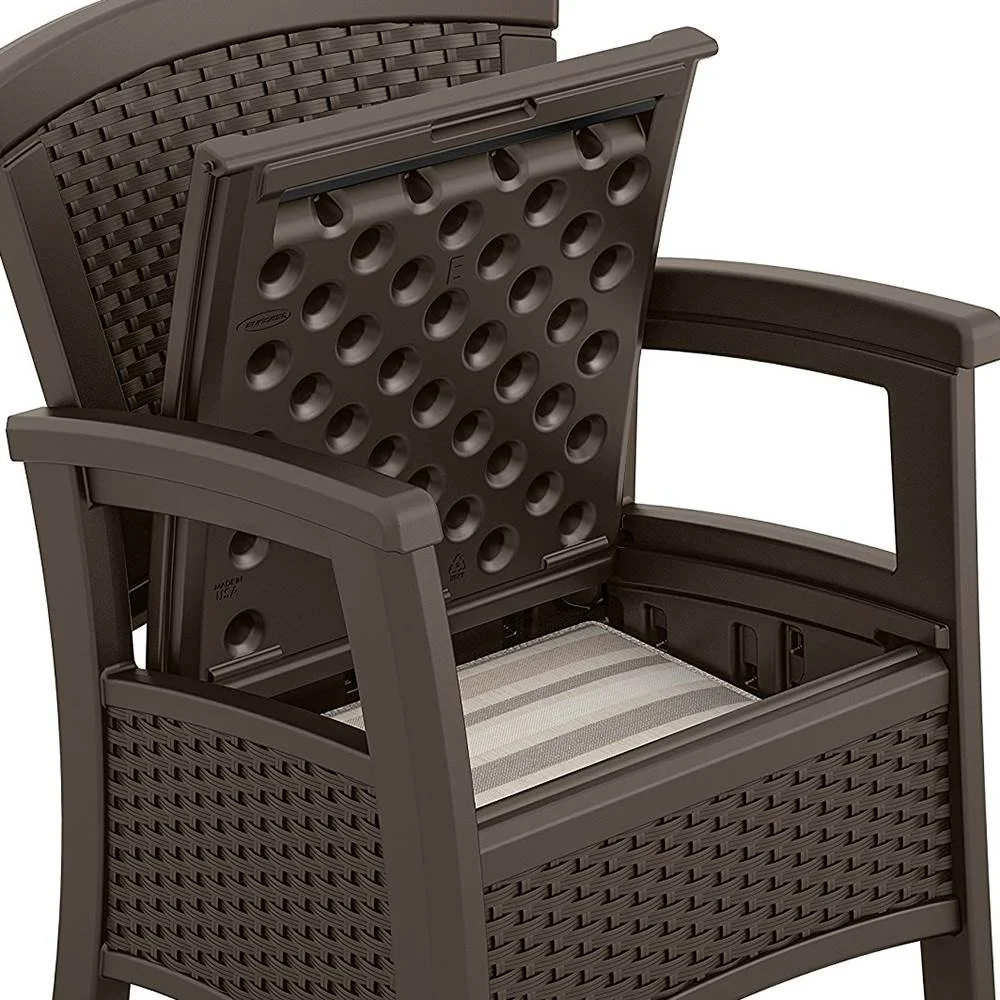 Suncast Elements Resin Individual Club Chair with Storage, Java