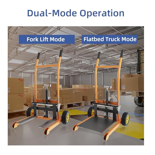 Hydraulic Material Lift Pallet Truck 450 lbs Manual Winch Stacker 36" Max Lift Dolly, Pallet Lift Table, 18.5" Fork Length, 9" Polyurethane Wheels