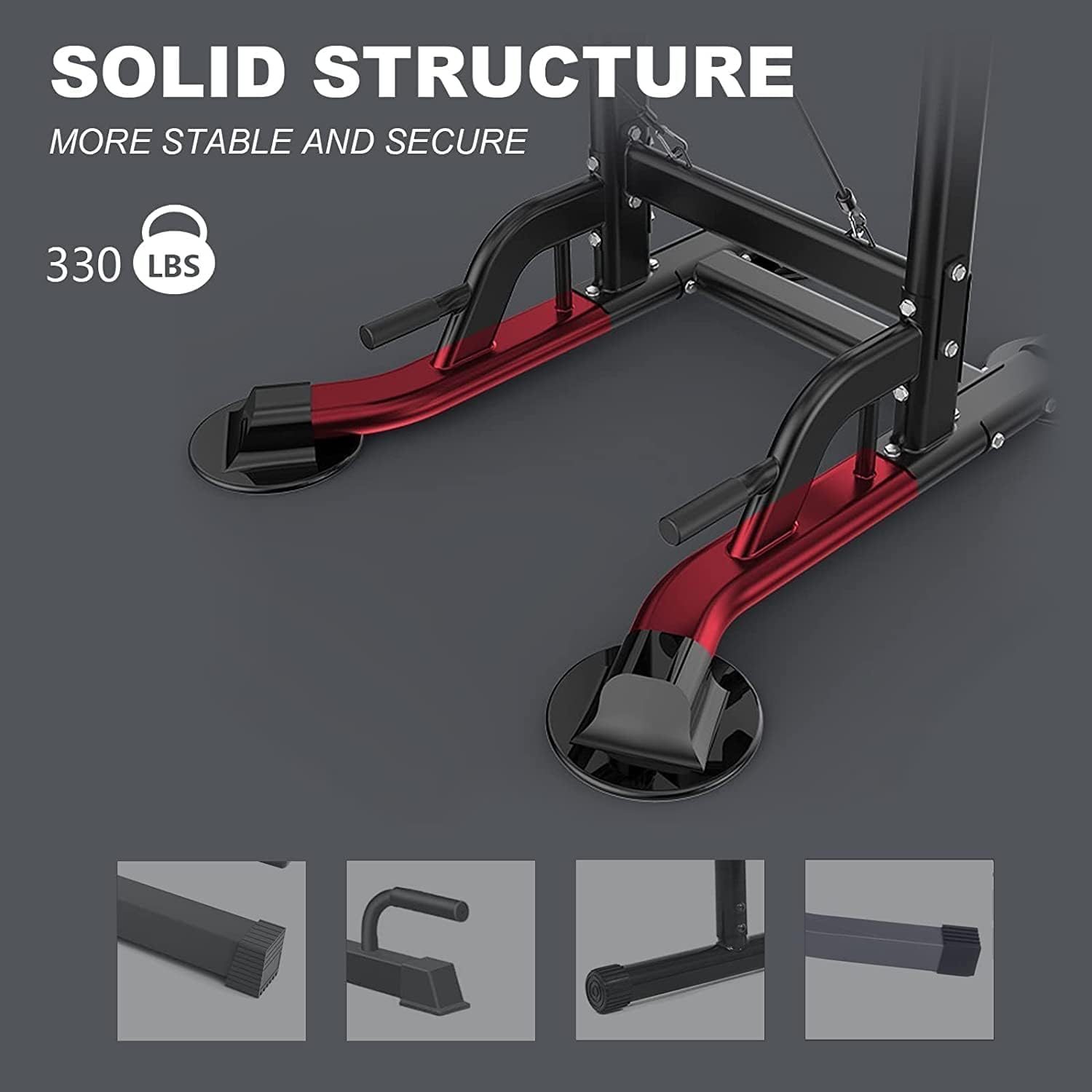 Power Tower Pull Up Bar Stand for Home Adjustable Height Dip Station Workout Equipment Multi-Function Strength Training Exercise Equipment 330LBS for Men Women Dip Bar Easy-Install Pull Up Tower Gym