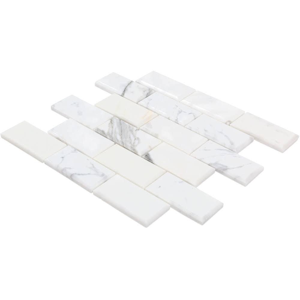 2x22 x 4x22 Beveled Marble Mosaic Tile White/Gray Ivy Hill Tile