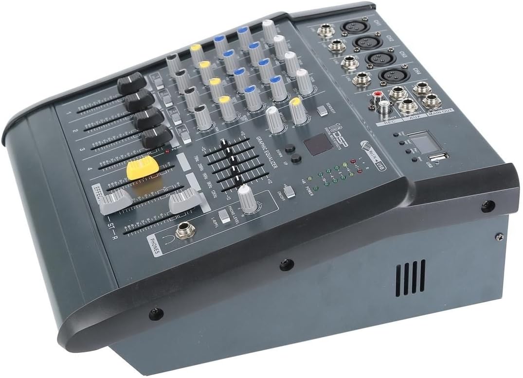 4 Channel Professional Powered Mixer power mixing Amplifier Amp 16DSP with USB Slot