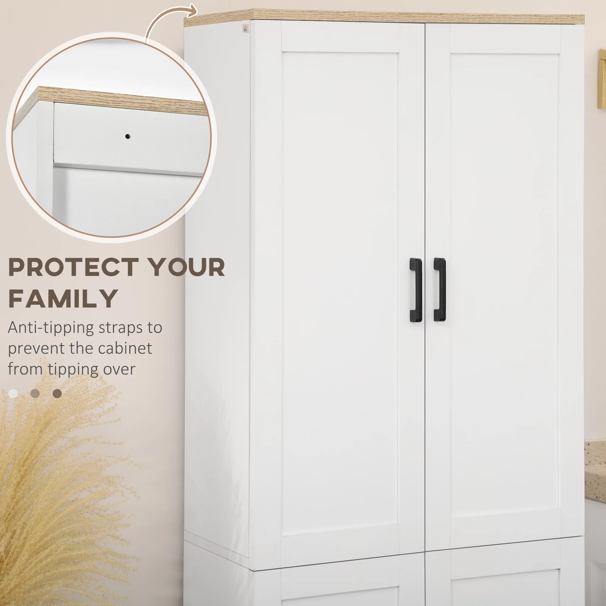 HOMCOM 72" Kitchen Pantry Storage Cabinet with Adjustable Shelves, White - Curated Treasures Market