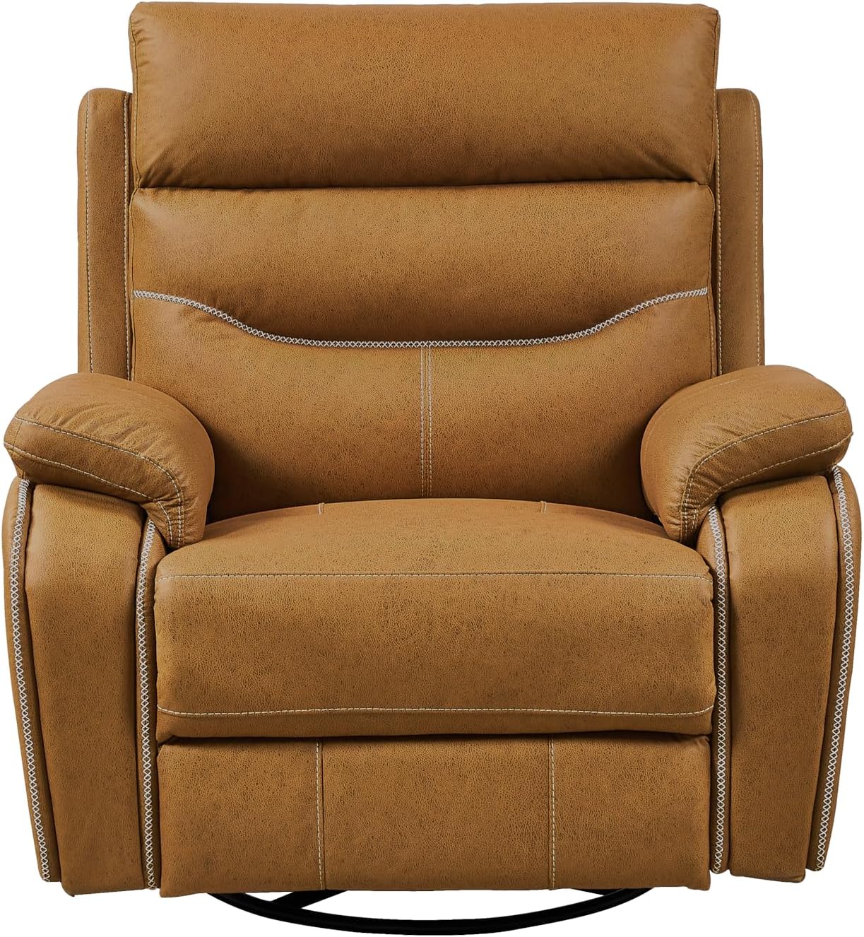 38" Dual Motor Rocking and 240 Degree Swivel Single Sofa Recliner Chair for Elderly, Power Headrest, Living Room Lazy Boy Lounge w/One-Key Reset Button and USB Charging (Yellow Brown)