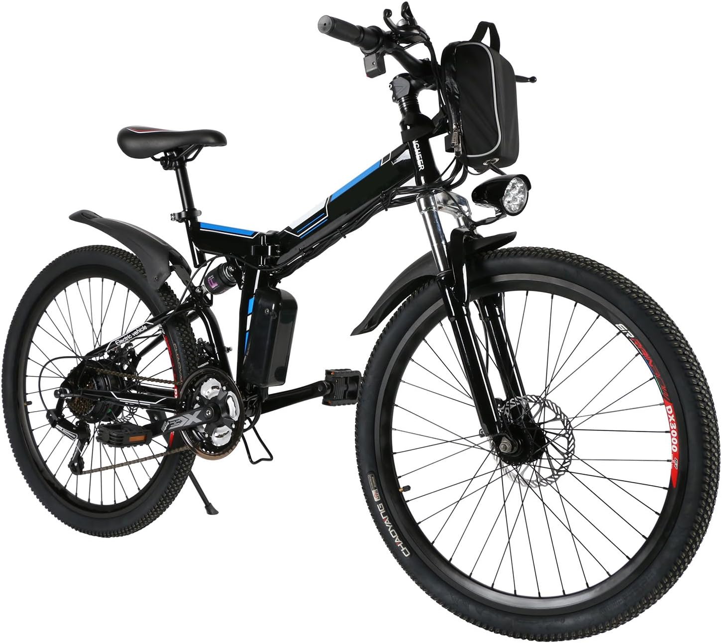 Electric Bike for Adults, 26'' Folding Electric Mountain Bike with Removable 36V 8AH Lithium-Ion Battery, 250W Motor Electric Bike, E-Bike with 21 Speed Gear and Three Working Modes