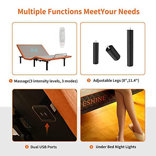 Split King Adjustable Bed Frame with Mattress - 14” Luxury Hybrid Mattress, Smart APP Contorl, Massage, Zero Gravity, Anti-Snore, 5 Minutes Installation, Head and Foot Incline, Medium Soft, Split King