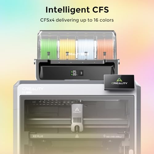 Creality K2 Plus Combo 3D Printer, Multi Color Printing with CFS, 600mm/s Print Speed, Step-servo Motor System 350℃ High-Temp Direct Drive Extruder Build Volume 13.78x13.78x13.78 inch