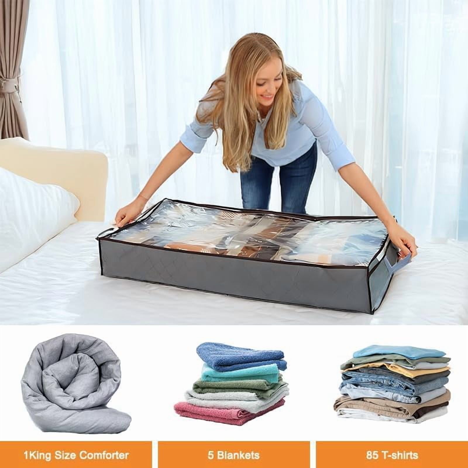 fhxbjoi 90L Under Bed Storage Containers  Closet Organizers and Storage Bins  Foldable Underbed Storage Bags for Blankets    Comforter  Sweaters   Sheets  Wrapping Paper (Black  6 Pack)