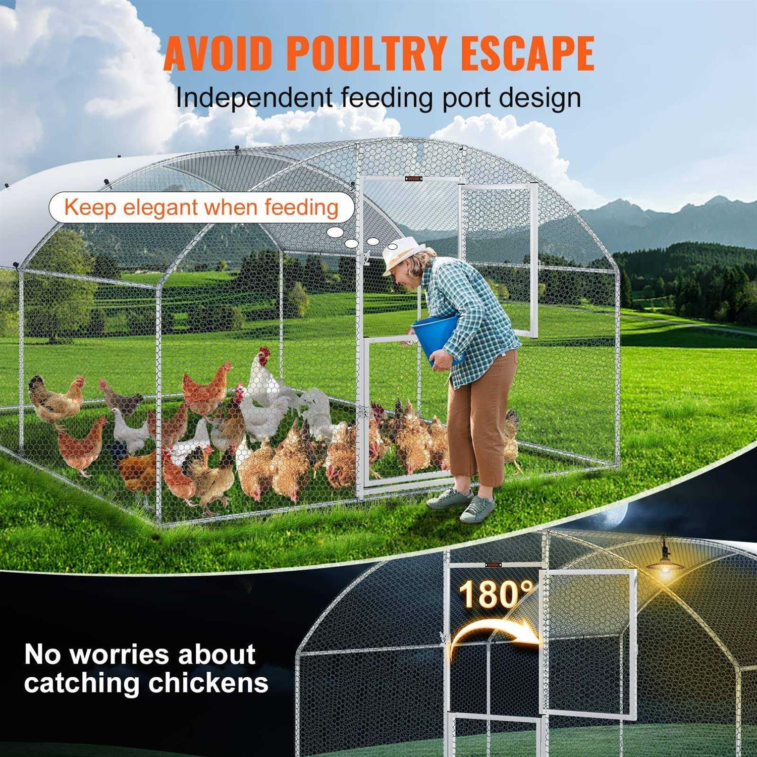 VEVOR Large Metal Chicken Coop with Run Walkin Chicken Coop for Yard with Waterproof Cover - Pet Supplies online store