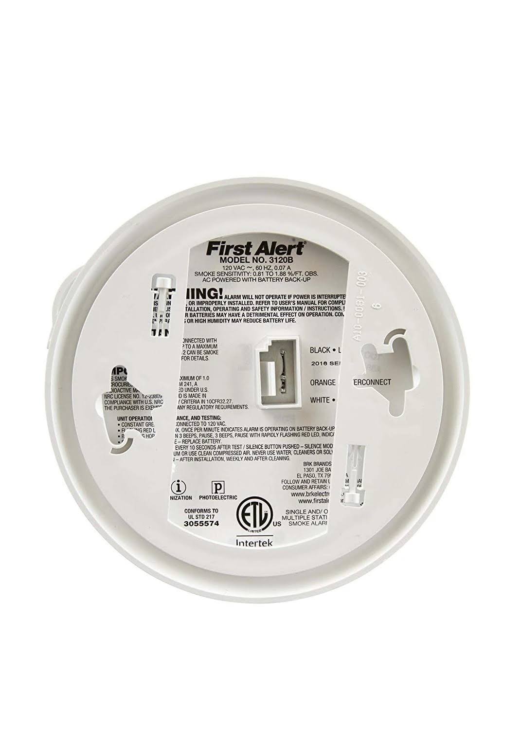 First Alert BRK 3120b-3 Hardwired Smoke Detector with Photoelectric and Ionization with Battery Backup, 3-Pack